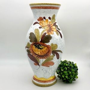 Italian Vase 13.5” Incised Retro Floral Botossi Rosenthal MCM Vintage Old Italy